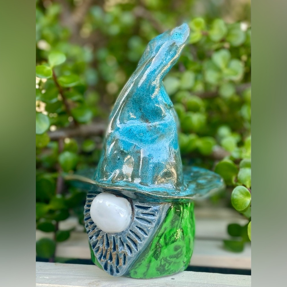 Ceramic Spiral Art in Blue and Green
